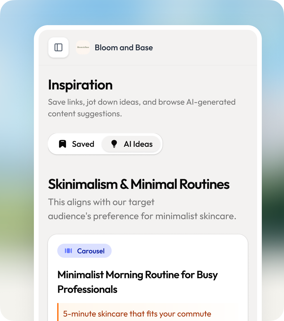 Postana AI content ideas interface